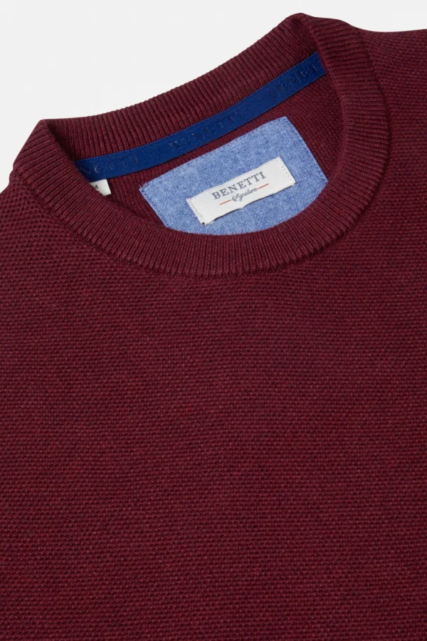 Benetti Dawson Crew Neck Wine Sweater CH798